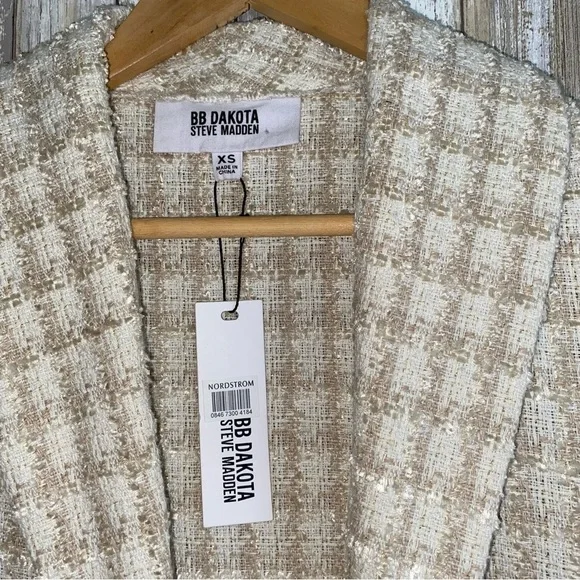 NWT BB Dakota Steve Madden Geek Chic Tweed Ivory Blazer - Picture 5 of 6